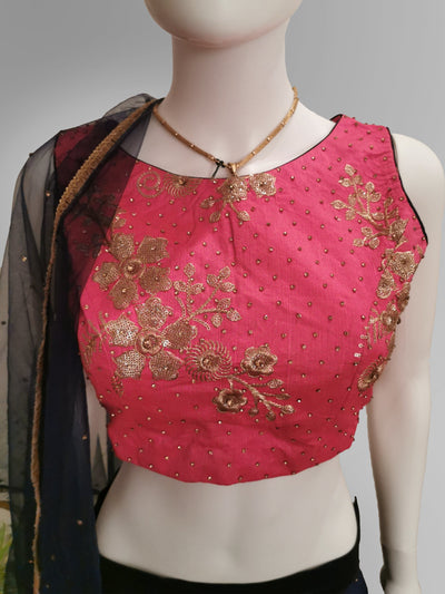Lehenga in Pure Silk Navy - Indian Clothing in Denver, CO, Aurora, CO, Boulder, CO, Fort Collins, CO, Colorado Springs, CO, Parker, CO, Highlands Ranch, CO, Cherry Creek, CO, Centennial, CO, and Longmont, CO. Nationwide shipping USA - India Fashion X