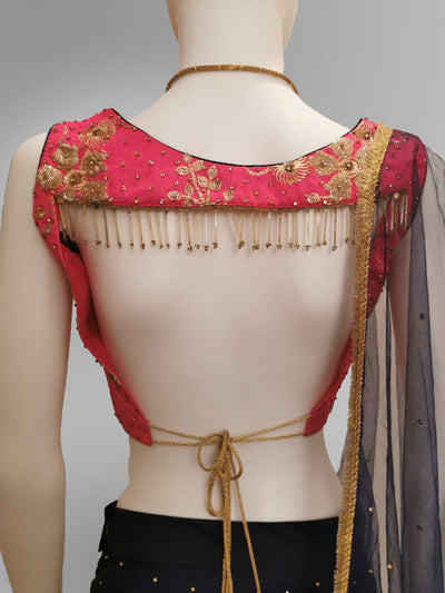 Lehenga in Pure Silk Navy - Indian Clothing in Denver, CO, Aurora, CO, Boulder, CO, Fort Collins, CO, Colorado Springs, CO, Parker, CO, Highlands Ranch, CO, Cherry Creek, CO, Centennial, CO, and Longmont, CO. Nationwide shipping USA - India Fashion X