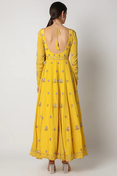 Pineapple Yellow Zardosi Anarkali - Indian Clothing in Denver, CO, Aurora, CO, Boulder, CO, Fort Collins, CO, Colorado Springs, CO, Parker, CO, Highlands Ranch, CO, Cherry Creek, CO, Centennial, CO, and Longmont, CO. Nationwide shipping USA - India Fashion X