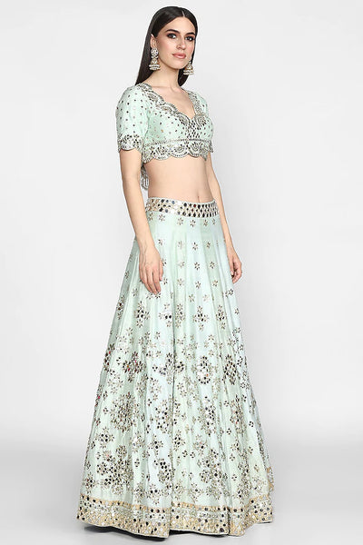 Sky Blue Embroidered Lehenga Set - Indian Clothing in Denver, CO, Aurora, CO, Boulder, CO, Fort Collins, CO, Colorado Springs, CO, Parker, CO, Highlands Ranch, CO, Cherry Creek, CO, Centennial, CO, and Longmont, CO. Nationwide shipping USA - India Fashion X