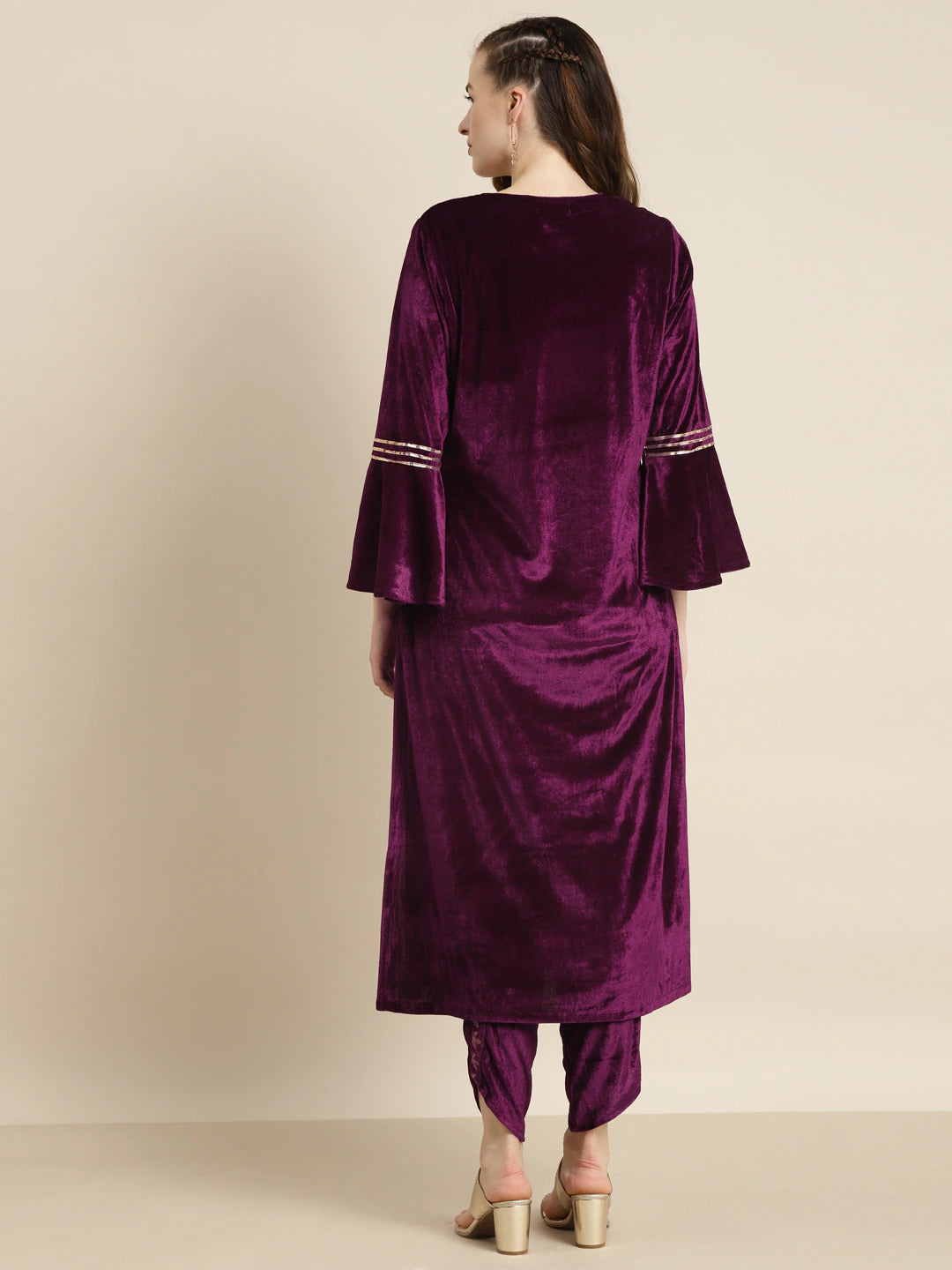 Purple & Gold Velvet Kurta - Indian Clothing in Denver, CO, Aurora, CO, Boulder, CO, Fort Collins, CO, Colorado Springs, CO, Parker, CO, Highlands Ranch, CO, Cherry Creek, CO, Centennial, CO, and Longmont, CO. Nationwide shipping USA - India Fashion X