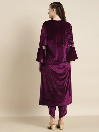 Purple & Gold Velvet Kurta - Indian Clothing in Denver, CO, Aurora, CO, Boulder, CO, Fort Collins, CO, Colorado Springs, CO, Parker, CO, Highlands Ranch, CO, Cherry Creek, CO, Centennial, CO, and Longmont, CO. Nationwide shipping USA - India Fashion X