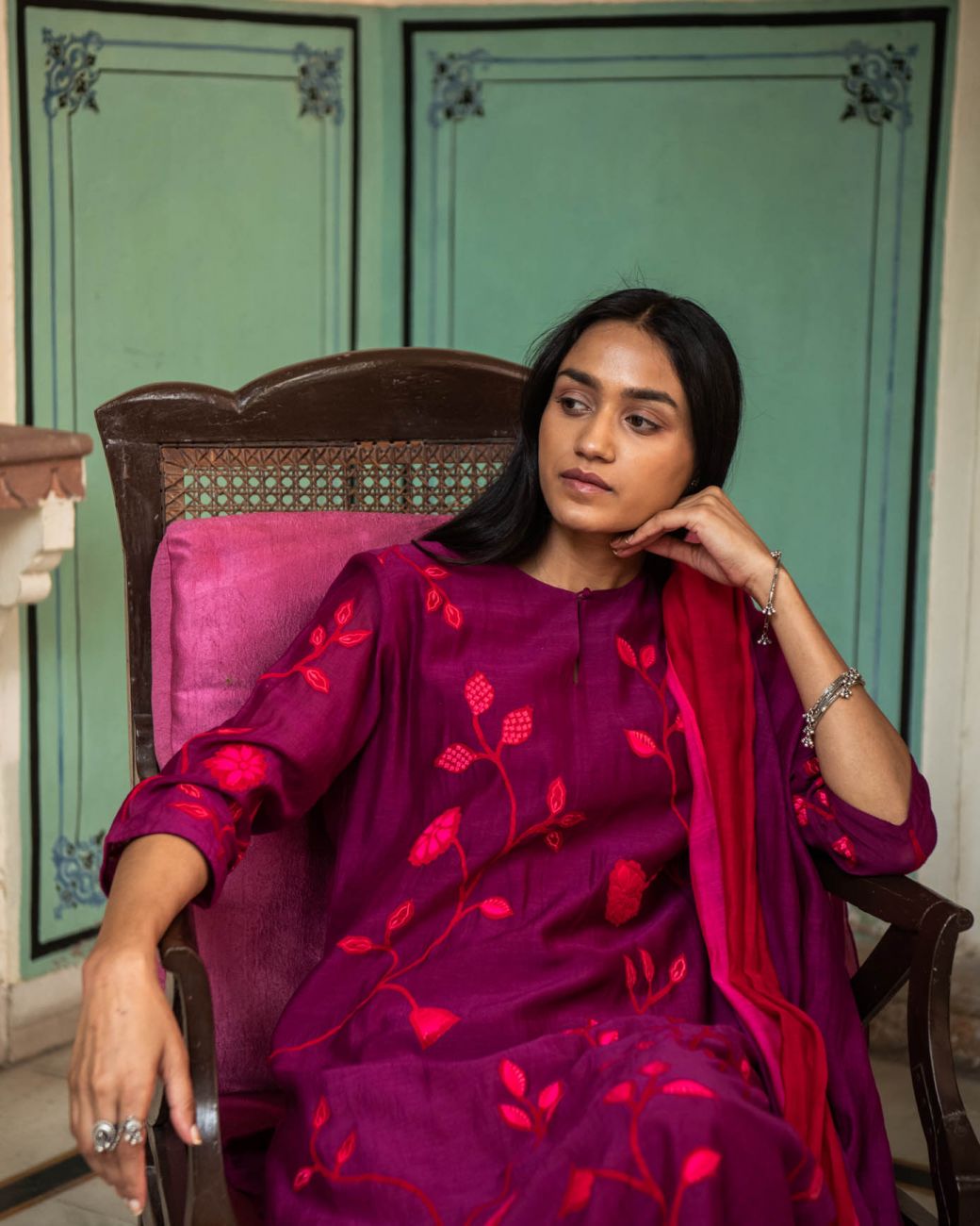 Plum And Berry Kurta Set - Indian Clothing in Denver, CO, Aurora, CO, Boulder, CO, Fort Collins, CO, Colorado Springs, CO, Parker, CO, Highlands Ranch, CO, Cherry Creek, CO, Centennial, CO, and Longmont, CO. Nationwide shipping USA - India Fashion X