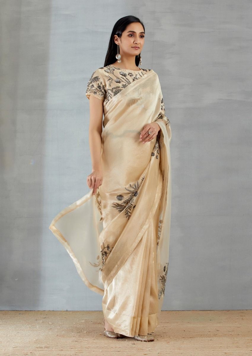 Gold and Silver Beads Saree - Indian Clothing in Denver, CO, Aurora, CO, Boulder, CO, Fort Collins, CO, Colorado Springs, CO, Parker, CO, Highlands Ranch, CO, Cherry Creek, CO, Centennial, CO, and Longmont, CO. Nationwide shipping USA - India Fashion X