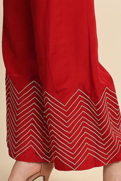 Red Crepe Anarkali Set - Indian Clothing in Denver, CO, Aurora, CO, Boulder, CO, Fort Collins, CO, Colorado Springs, CO, Parker, CO, Highlands Ranch, CO, Cherry Creek, CO, Centennial, CO, and Longmont, CO. Nationwide shipping USA - India Fashion X