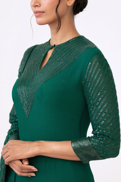 Green Sequins Sharara Set - Indian Clothing in Denver, CO, Aurora, CO, Boulder, CO, Fort Collins, CO, Colorado Springs, CO, Parker, CO, Highlands Ranch, CO, Cherry Creek, CO, Centennial, CO, and Longmont, CO. Nationwide shipping USA - India Fashion X