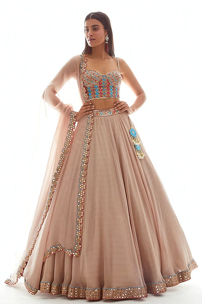Beige Lehenga Set - Indian Clothing in Denver, CO, Aurora, CO, Boulder, CO, Fort Collins, CO, Colorado Springs, CO, Parker, CO, Highlands Ranch, CO, Cherry Creek, CO, Centennial, CO, and Longmont, CO. Nationwide shipping USA - India Fashion X
