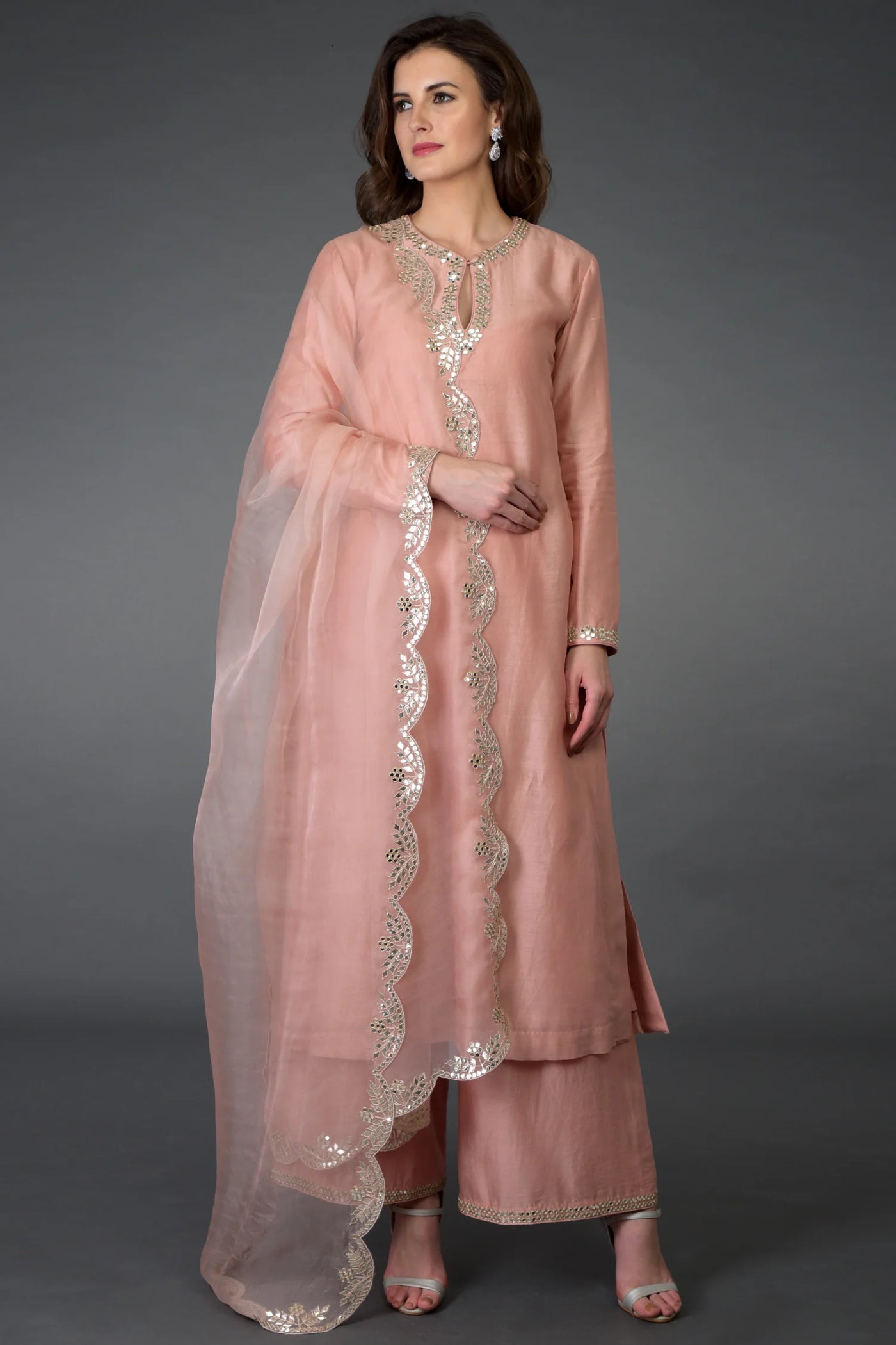 Pink Chanderi Kurta Set Indian Clothing in Denver, CO, Aurora, CO, Boulder, CO, Fort Collins, CO, Colorado Springs, CO, Parker, CO, Highlands Ranch, CO, Cherry Creek, CO, Centennial, CO, and Longmont, CO. NATIONWIDE SHIPPING USA- India Fashion X