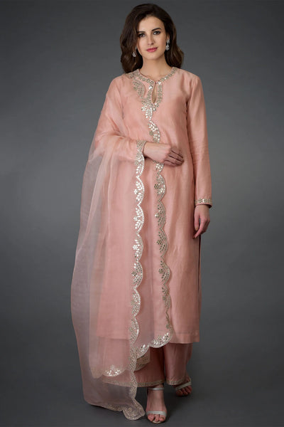 Pink Chanderi Kurta Set Indian Clothing in Denver, CO, Aurora, CO, Boulder, CO, Fort Collins, CO, Colorado Springs, CO, Parker, CO, Highlands Ranch, CO, Cherry Creek, CO, Centennial, CO, and Longmont, CO. NATIONWIDE SHIPPING USA- India Fashion X