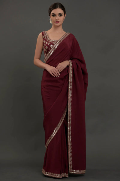 Wine Pure Crepe Saree Indian Clothing in Denver, CO, Aurora, CO, Boulder, CO, Fort Collins, CO, Colorado Springs, CO, Parker, CO, Highlands Ranch, CO, Cherry Creek, CO, Centennial, CO, and Longmont, CO. NATIONWIDE SHIPPING USA- India Fashion X