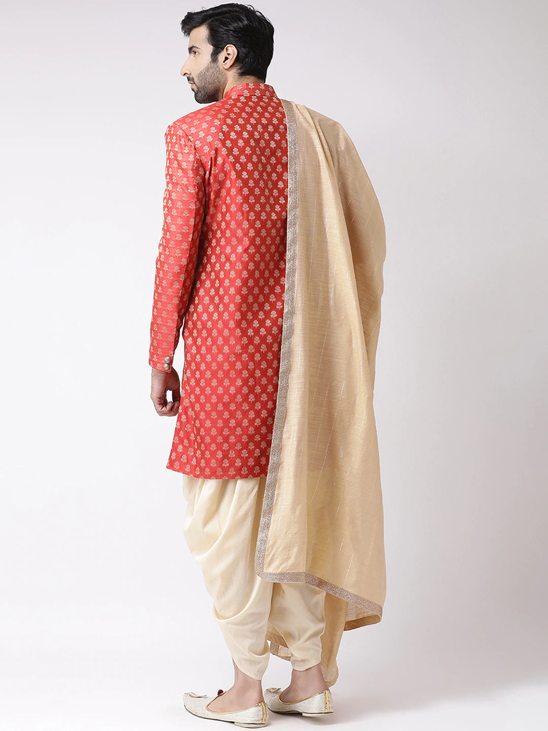 Red & Beige Printed Sherwani Set Indian Clothing in Denver, CO, Aurora, CO, Boulder, CO, Fort Collins, CO, Colorado Springs, CO, Parker, CO, Highlands Ranch, CO, Cherry Creek, CO, Centennial, CO, and Longmont, CO. NATIONWIDE SHIPPING USA- India Fashion X