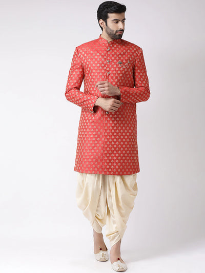 Red & Beige Printed Sherwani Set Indian Clothing in Denver, CO, Aurora, CO, Boulder, CO, Fort Collins, CO, Colorado Springs, CO, Parker, CO, Highlands Ranch, CO, Cherry Creek, CO, Centennial, CO, and Longmont, CO. NATIONWIDE SHIPPING USA- India Fashion X