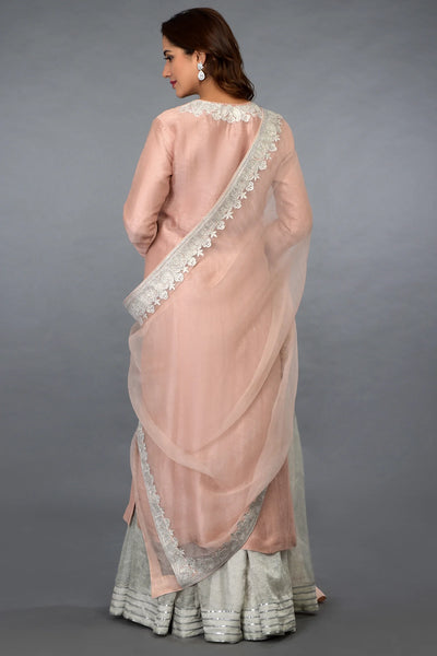 Peach Linen Silk Kurta Set Indian Clothing in Denver, CO, Aurora, CO, Boulder, CO, Fort Collins, CO, Colorado Springs, CO, Parker, CO, Highlands Ranch, CO, Cherry Creek, CO, Centennial, CO, and Longmont, CO. NATIONWIDE SHIPPING USA- India Fashion X