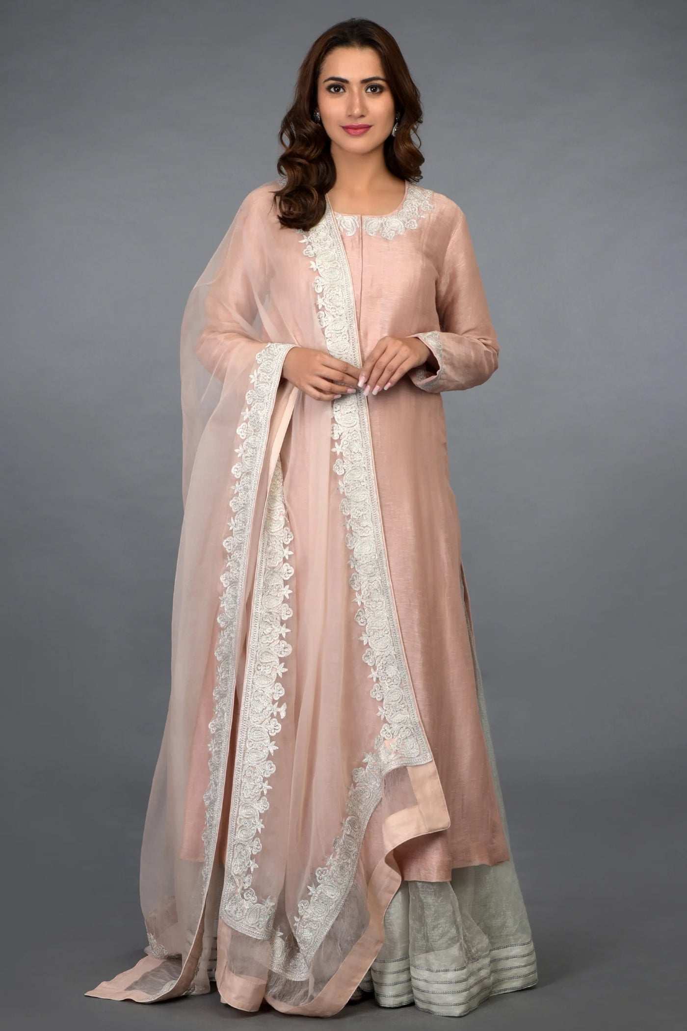 Peach Linen Silk Kurta Set Indian Clothing in Denver, CO, Aurora, CO, Boulder, CO, Fort Collins, CO, Colorado Springs, CO, Parker, CO, Highlands Ranch, CO, Cherry Creek, CO, Centennial, CO, and Longmont, CO. NATIONWIDE SHIPPING USA- India Fashion X