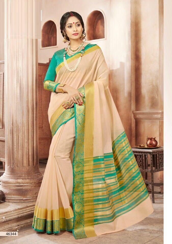 Khadi Faux Silk Saree Collection- cream - Indian Clothing in Denver, CO, Aurora, CO, Boulder, CO, Fort Collins, CO, Colorado Springs, CO, Parker, CO, Highlands Ranch, CO, Cherry Creek, CO, Centennial, CO, and Longmont, CO. Nationwide shipping USA - India Fashion X