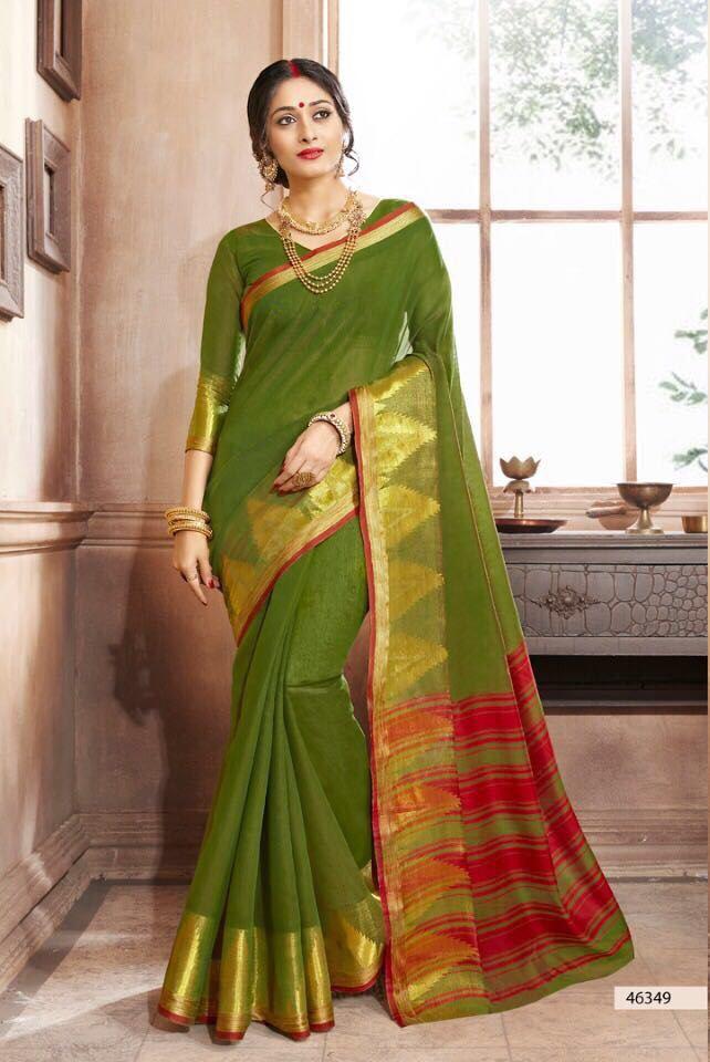 Khadi Faux Silk Saree Collection- olive - Indian Clothing in Denver, CO, Aurora, CO, Boulder, CO, Fort Collins, CO, Colorado Springs, CO, Parker, CO, Highlands Ranch, CO, Cherry Creek, CO, Centennial, CO, and Longmont, CO. Nationwide shipping USA - India Fashion X