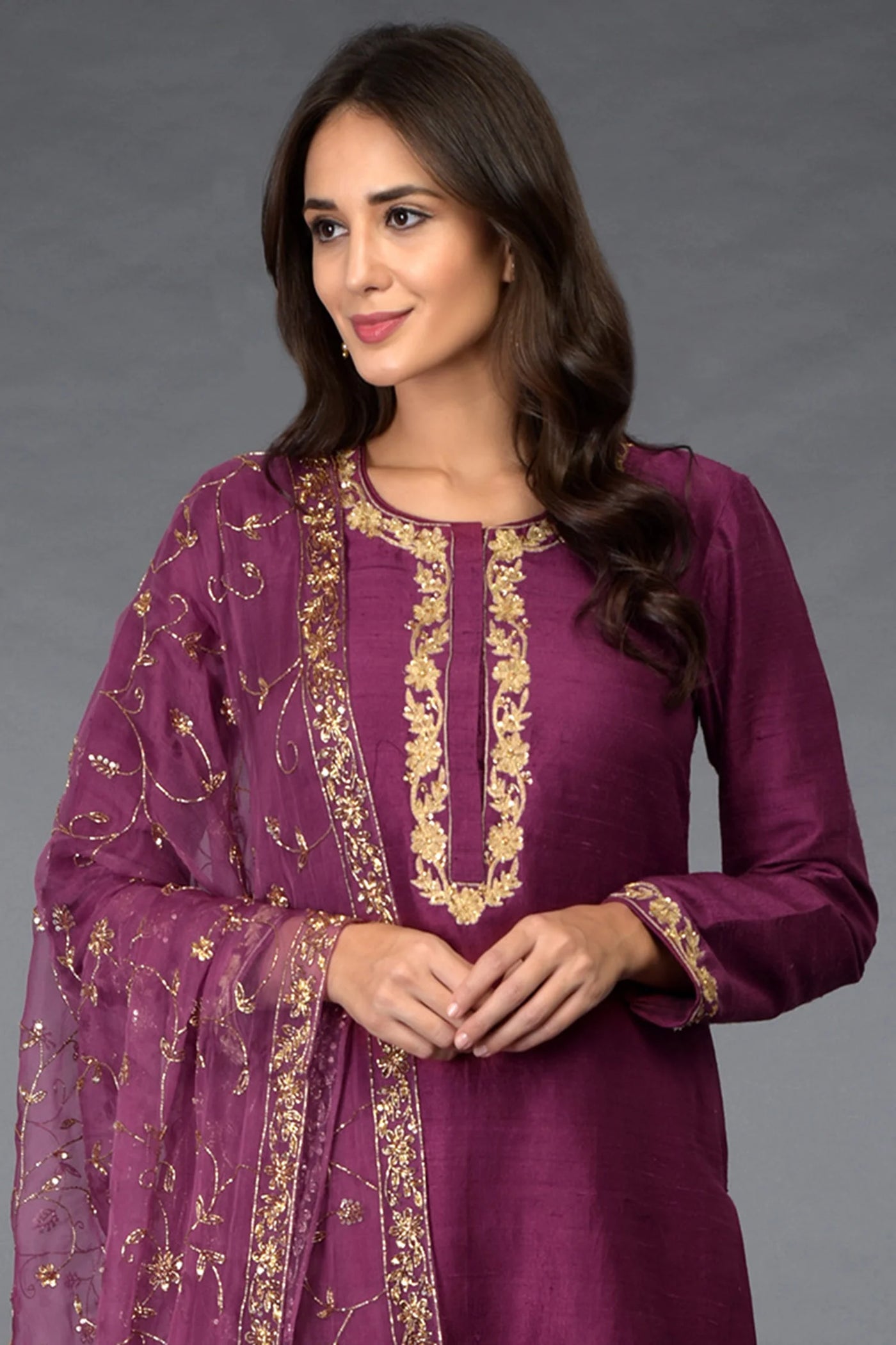 Purple Raw Silk Palazzo Set Indian Clothing in Denver, CO, Aurora, CO, Boulder, CO, Fort Collins, CO, Colorado Springs, CO, Parker, CO, Highlands Ranch, CO, Cherry Creek, CO, Centennial, CO, and Longmont, CO. NATIONWIDE SHIPPING USA- India Fashion X