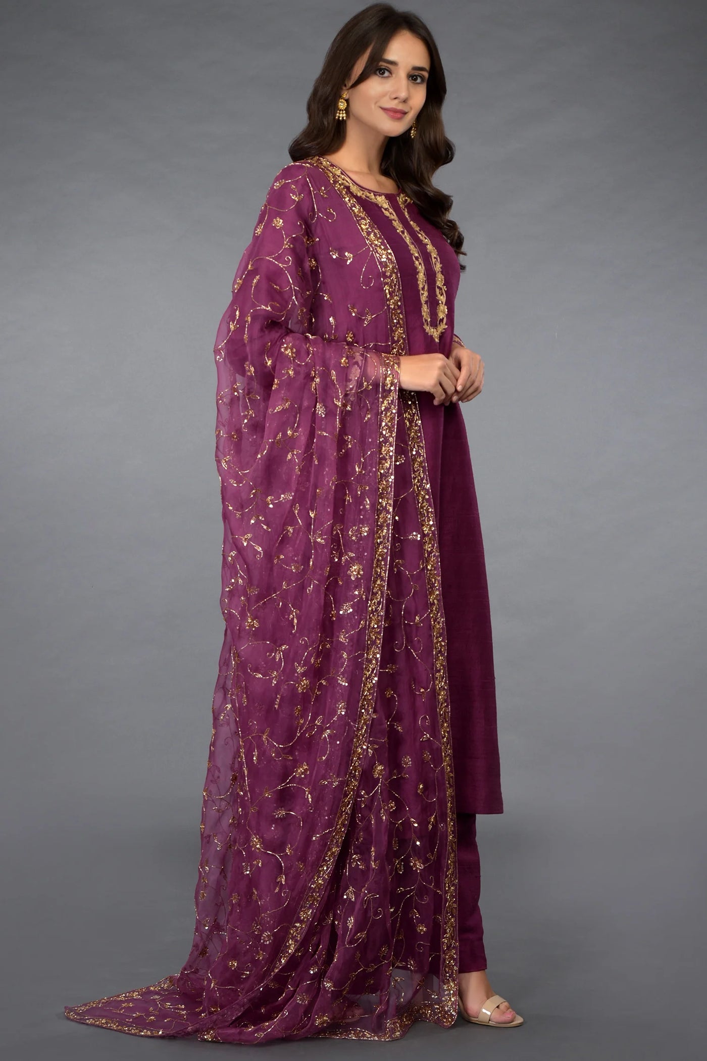 Purple Raw Silk Palazzo Set Indian Clothing in Denver, CO, Aurora, CO, Boulder, CO, Fort Collins, CO, Colorado Springs, CO, Parker, CO, Highlands Ranch, CO, Cherry Creek, CO, Centennial, CO, and Longmont, CO. NATIONWIDE SHIPPING USA- India Fashion X
