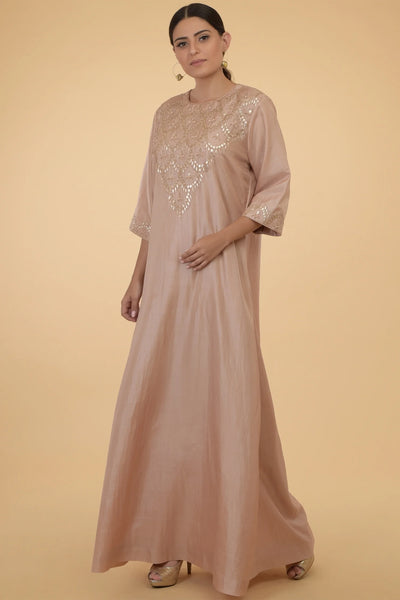 Pink Silk Crepe Kaftan Indian Clothing in Denver, CO, Aurora, CO, Boulder, CO, Fort Collins, CO, Colorado Springs, CO, Parker, CO, Highlands Ranch, CO, Cherry Creek, CO, Centennial, CO, and Longmont, CO. NATIONWIDE SHIPPING USA- India Fashion X