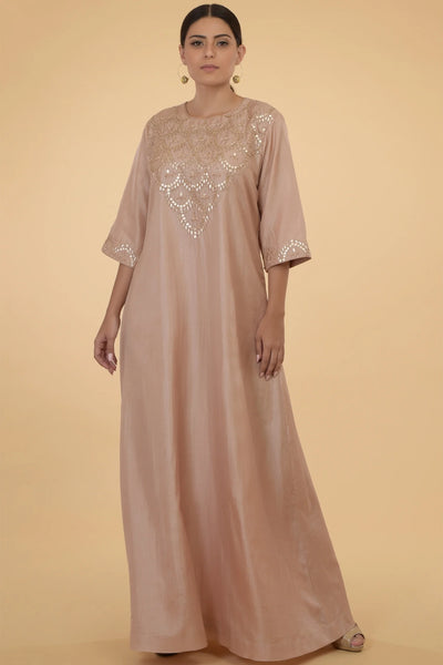 Pink Silk Crepe Kaftan Indian Clothing in Denver, CO, Aurora, CO, Boulder, CO, Fort Collins, CO, Colorado Springs, CO, Parker, CO, Highlands Ranch, CO, Cherry Creek, CO, Centennial, CO, and Longmont, CO. NATIONWIDE SHIPPING USA- India Fashion X
