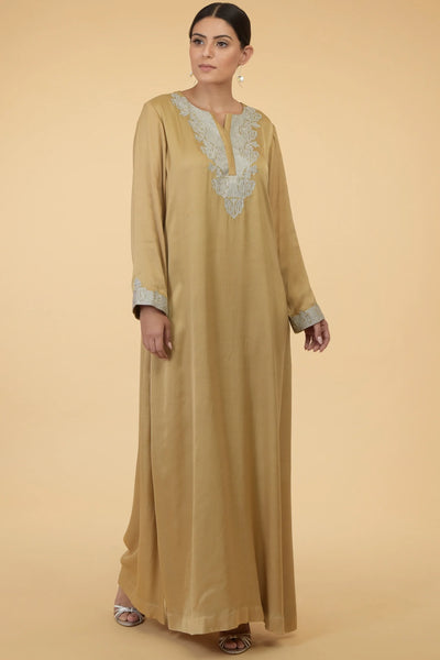 Beige Modal Satin Kaftan Indian Clothing in Denver, CO, Aurora, CO, Boulder, CO, Fort Collins, CO, Colorado Springs, CO, Parker, CO, Highlands Ranch, CO, Cherry Creek, CO, Centennial, CO, and Longmont, CO. NATIONWIDE SHIPPING USA- India Fashion X