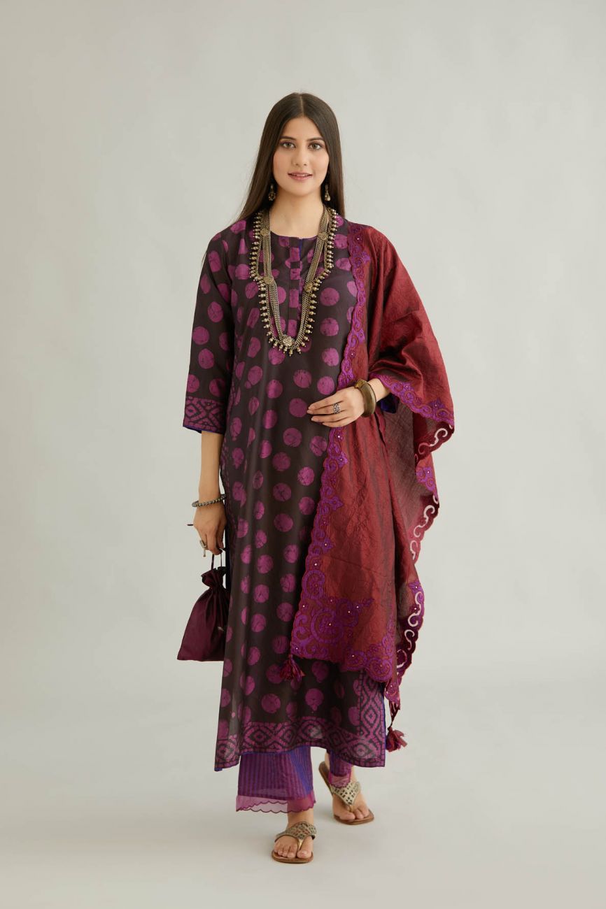 Purple Printed Silk Kurta Set - Indian Clothing in Denver, CO, Aurora, CO, Boulder, CO, Fort Collins, CO, Colorado Springs, CO, Parker, CO, Highlands Ranch, CO, Cherry Creek, CO, Centennial, CO, and Longmont, CO. Nationwide shipping USA - India Fashion X