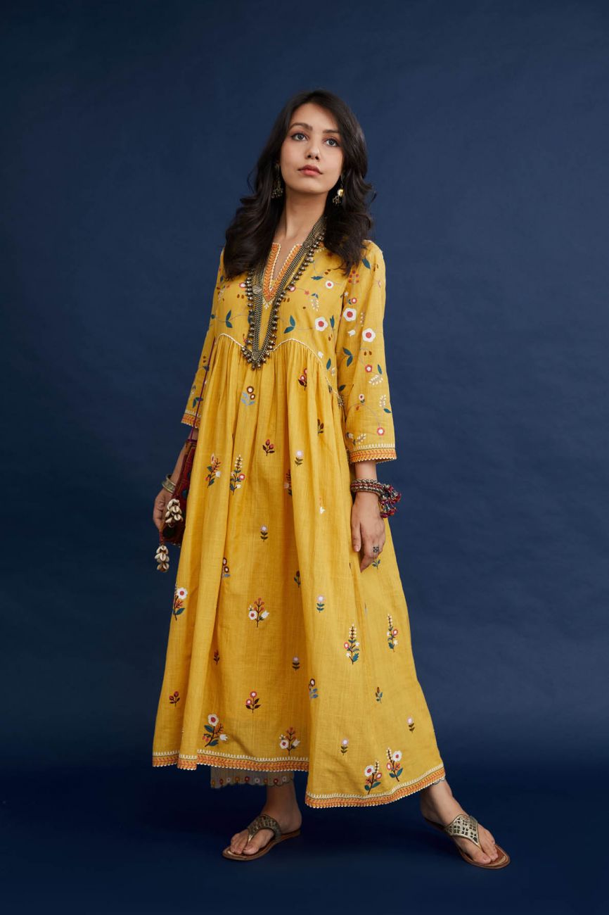 Yellow Cotton Kurta Set - Indian Clothing in Denver, CO, Aurora, CO, Boulder, CO, Fort Collins, CO, Colorado Springs, CO, Parker, CO, Highlands Ranch, CO, Cherry Creek, CO, Centennial, CO, and Longmont, CO. Nationwide shipping USA - India Fashion X