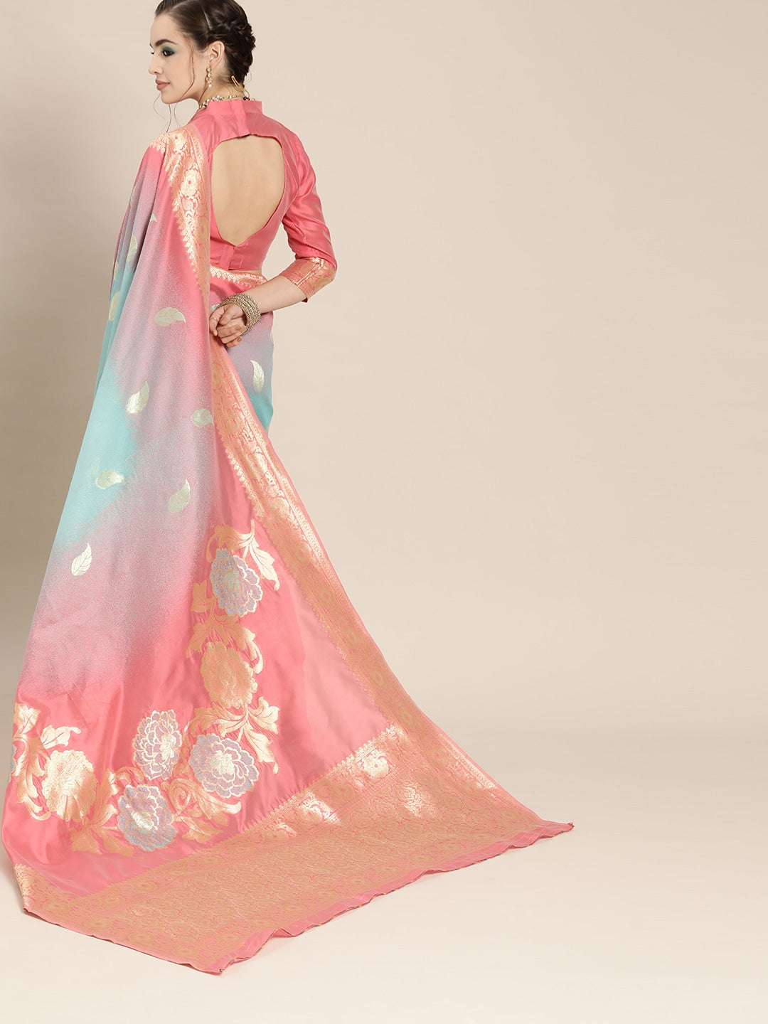 Pink Dyed Banarasi Saree - Indian Clothing in Denver, CO, Aurora, CO, Boulder, CO, Fort Collins, CO, Colorado Springs, CO, Parker, CO, Highlands Ranch, CO, Cherry Creek, CO, Centennial, CO, and Longmont, CO. Nationwide shipping USA - India Fashion X
