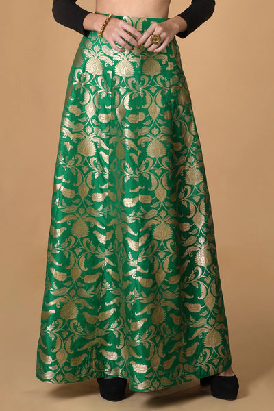 Green Silk Brocade Lehenga Indian Clothing in Denver, CO, Aurora, CO, Boulder, CO, Fort Collins, CO, Colorado Springs, CO, Parker, CO, Highlands Ranch, CO, Cherry Creek, CO, Centennial, CO, and Longmont, CO. NATIONWIDE SHIPPING USA- India Fashion X