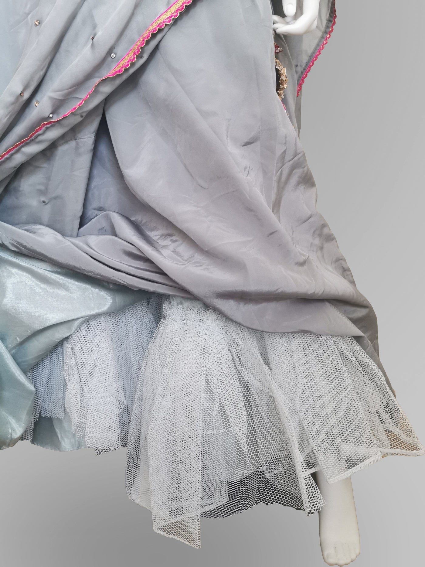 Lehenga in Light Gray and Pink - Indian Clothing in Denver, CO, Aurora, CO, Boulder, CO, Fort Collins, CO, Colorado Springs, CO, Parker, CO, Highlands Ranch, CO, Cherry Creek, CO, Centennial, CO, and Longmont, CO. Nationwide shipping USA - India Fashion X