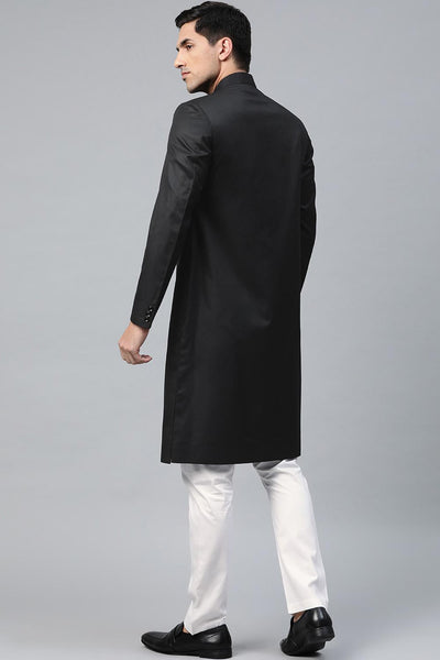 Solid Black Sherwani Set Indian Clothing in Denver, CO, Aurora, CO, Boulder, CO, Fort Collins, CO, Colorado Springs, CO, Parker, CO, Highlands Ranch, CO, Cherry Creek, CO, Centennial, CO, and Longmont, CO. NATIONWIDE SHIPPING USA- India Fashion X