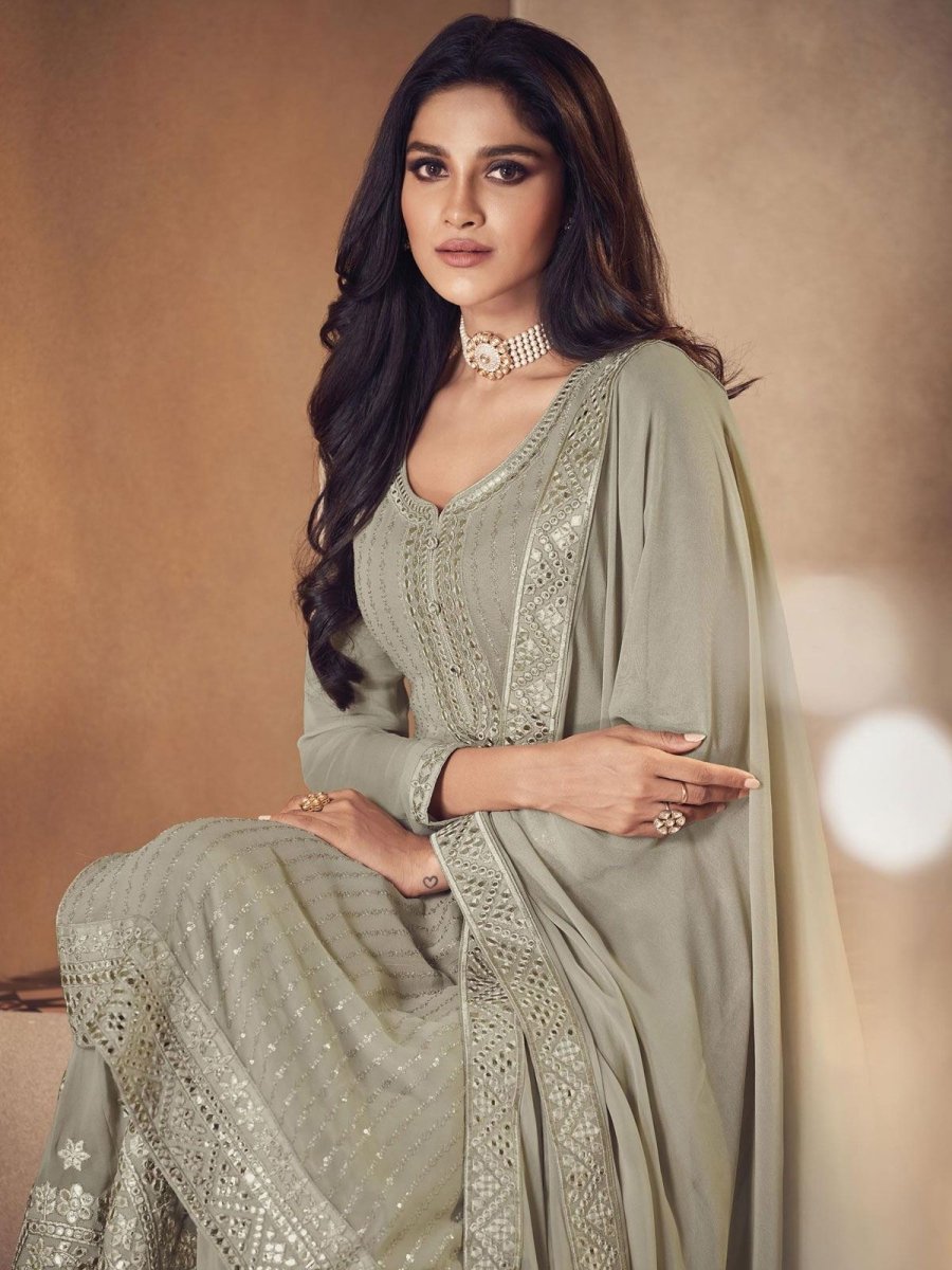 Light Green Palazzo Suit - Indian Clothing in Denver, CO, Aurora, CO, Boulder, CO, Fort Collins, CO, Colorado Springs, CO, Parker, CO, Highlands Ranch, CO, Cherry Creek, CO, Centennial, CO, and Longmont, CO. Nationwide shipping USA - India Fashion X