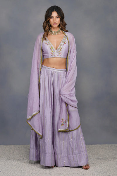 Purple Chanderi Sharara Set - Indian Clothing in Denver, CO, Aurora, CO, Boulder, CO, Fort Collins, CO, Colorado Springs, CO, Parker, CO, Highlands Ranch, CO, Cherry Creek, CO, Centennial, CO, and Longmont, CO. Nationwide shipping USA - India Fashion X