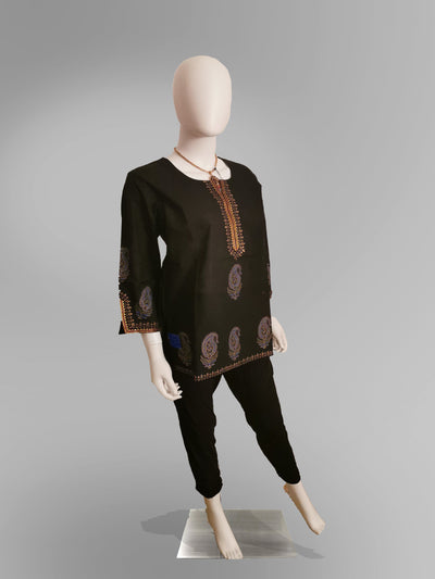 3/4 Sleeve Kurti Top in Black Indian Clothing in Denver, CO, Aurora, CO, Boulder, CO, Fort Collins, CO, Colorado Springs, CO, Parker, CO, Highlands Ranch, CO, Cherry Creek, CO, Centennial, CO, and Longmont, CO. NATIONWIDE SHIPPING USA- India Fashion X