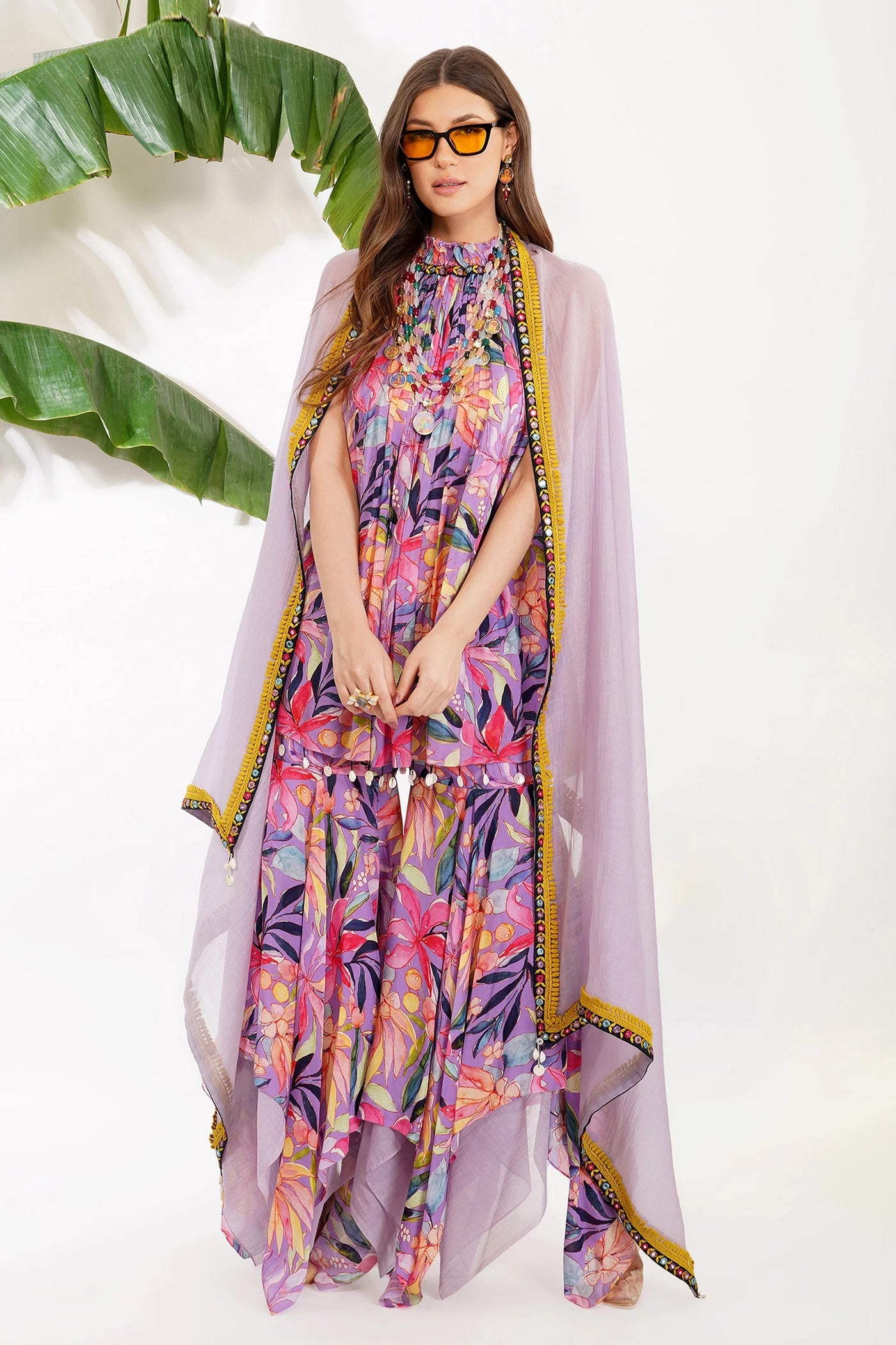 Tropical Flower Gharara Set - Indian Clothing in Denver, CO, Aurora, CO, Boulder, CO, Fort Collins, CO, Colorado Springs, CO, Parker, CO, Highlands Ranch, CO, Cherry Creek, CO, Centennial, CO, and Longmont, CO. Nationwide shipping USA - India Fashion X