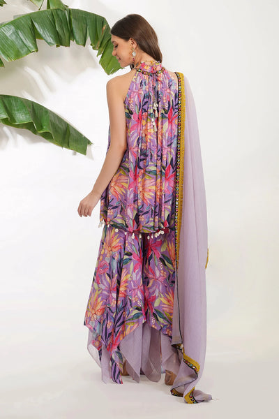 Tropical Flower Gharara Set - Indian Clothing in Denver, CO, Aurora, CO, Boulder, CO, Fort Collins, CO, Colorado Springs, CO, Parker, CO, Highlands Ranch, CO, Cherry Creek, CO, Centennial, CO, and Longmont, CO. Nationwide shipping USA - India Fashion X