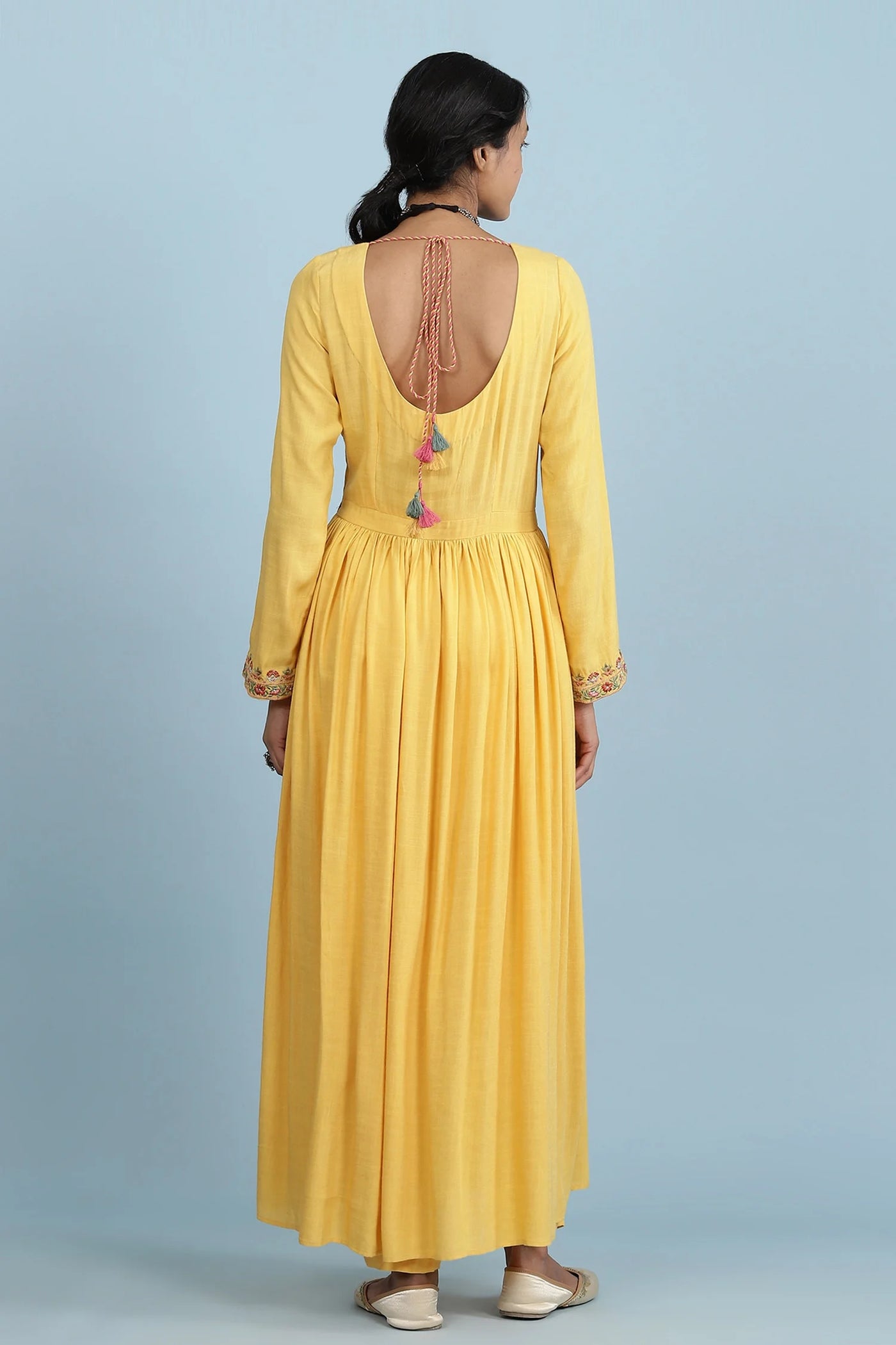 Yellow Slub Anarkali Set Indian Clothing in Denver, CO, Aurora, CO, Boulder, CO, Fort Collins, CO, Colorado Springs, CO, Parker, CO, Highlands Ranch, CO, Cherry Creek, CO, Centennial, CO, and Longmont, CO. NATIONWIDE SHIPPING USA- India Fashion X
