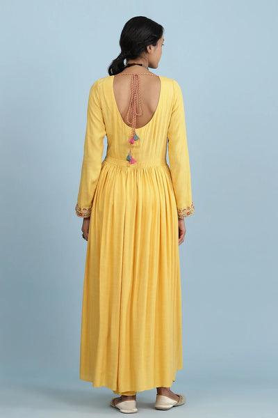 Yellow Slub Anarkali Set Indian Clothing in Denver, CO, Aurora, CO, Boulder, CO, Fort Collins, CO, Colorado Springs, CO, Parker, CO, Highlands Ranch, CO, Cherry Creek, CO, Centennial, CO, and Longmont, CO. NATIONWIDE SHIPPING USA- India Fashion X