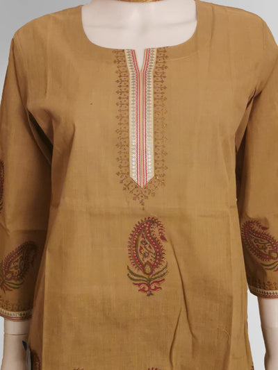 3/4 Sleeve Kurti Top in Beige Tan Indian Clothing in Denver, CO, Aurora, CO, Boulder, CO, Fort Collins, CO, Colorado Springs, CO, Parker, CO, Highlands Ranch, CO, Cherry Creek, CO, Centennial, CO, and Longmont, CO. NATIONWIDE SHIPPING USA- India Fashion X