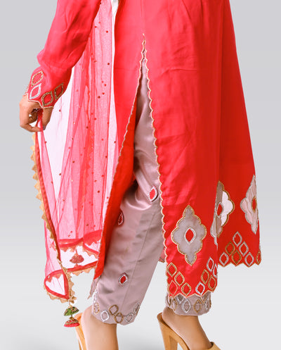 Tomato Crepe Salwar-Kameez - Indian Clothing in Denver, CO, Aurora, CO, Boulder, CO, Fort Collins, CO, Colorado Springs, CO, Parker, CO, Highlands Ranch, CO, Cherry Creek, CO, Centennial, CO, and Longmont, CO. Nationwide shipping USA - India Fashion X