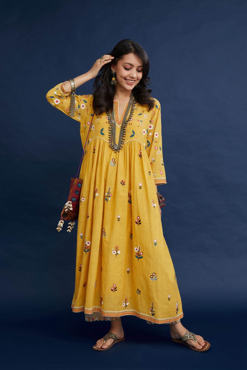 Yellow Cotton Kurta Set - Indian Clothing in Denver, CO, Aurora, CO, Boulder, CO, Fort Collins, CO, Colorado Springs, CO, Parker, CO, Highlands Ranch, CO, Cherry Creek, CO, Centennial, CO, and Longmont, CO. Nationwide shipping USA - India Fashion X