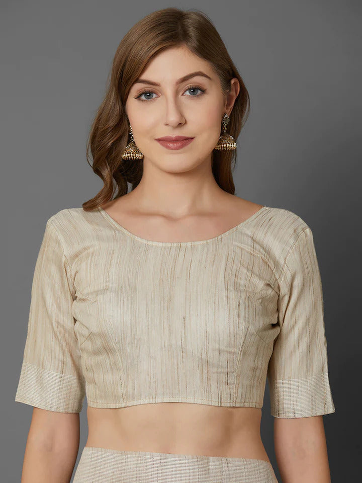 Silk-Linen Blend Saree - Indian Clothing in Denver, CO, Aurora, CO, Boulder, CO, Fort Collins, CO, Colorado Springs, CO, Parker, CO, Highlands Ranch, CO, Cherry Creek, CO, Centennial, CO, and Longmont, CO. Nationwide shipping USA - India Fashion X