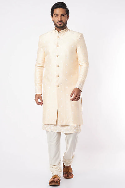 Pale Yellow Sherwani Set Indian Clothing in Denver, CO, Aurora, CO, Boulder, CO, Fort Collins, CO, Colorado Springs, CO, Parker, CO, Highlands Ranch, CO, Cherry Creek, CO, Centennial, CO, and Longmont, CO. NATIONWIDE SHIPPING USA- India Fashion X