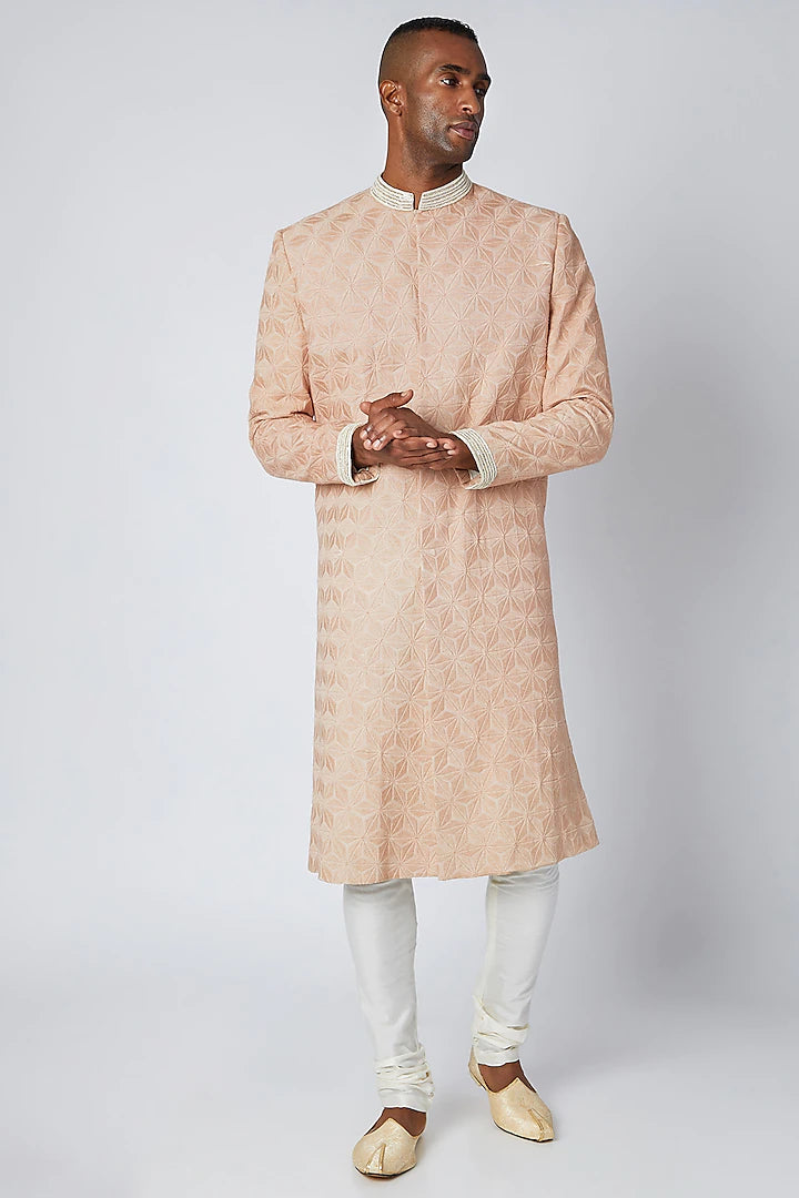 Nude Embroidered Sherwani Set Indian Clothing in Denver, CO, Aurora, CO, Boulder, CO, Fort Collins, CO, Colorado Springs, CO, Parker, CO, Highlands Ranch, CO, Cherry Creek, CO, Centennial, CO, and Longmont, CO. NATIONWIDE SHIPPING USA- India Fashion X