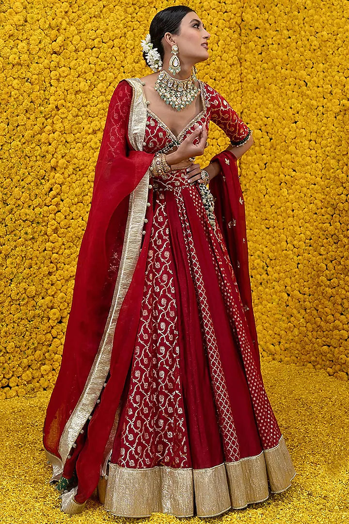 Crimson Red Lehenga Set - Indian Clothing in Denver, CO, Aurora, CO, Boulder, CO, Fort Collins, CO, Colorado Springs, CO, Parker, CO, Highlands Ranch, CO, Cherry Creek, CO, Centennial, CO, and Longmont, CO. Nationwide shipping USA - India Fashion X