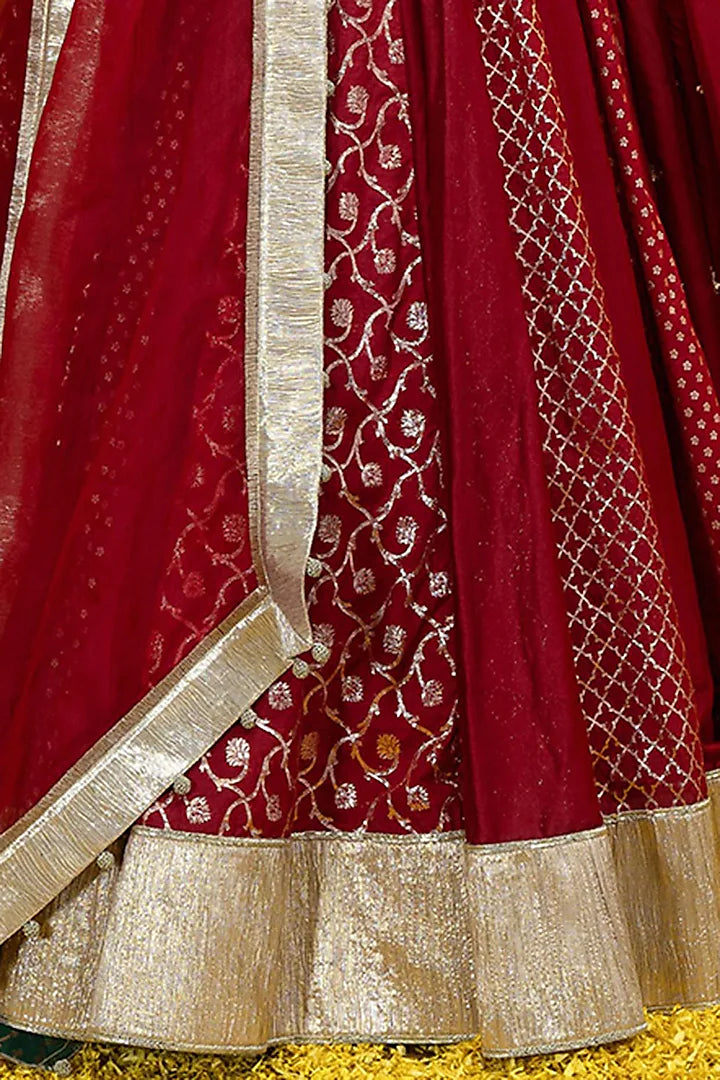 Crimson Red Lehenga Set - Indian Clothing in Denver, CO, Aurora, CO, Boulder, CO, Fort Collins, CO, Colorado Springs, CO, Parker, CO, Highlands Ranch, CO, Cherry Creek, CO, Centennial, CO, and Longmont, CO. Nationwide shipping USA - India Fashion X