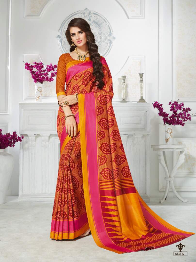 Vinamrita Faux Saree Collection- orange - Indian Clothing in Denver, CO, Aurora, CO, Boulder, CO, Fort Collins, CO, Colorado Springs, CO, Parker, CO, Highlands Ranch, CO, Cherry Creek, CO, Centennial, CO, and Longmont, CO. Nationwide shipping USA - India Fashion X