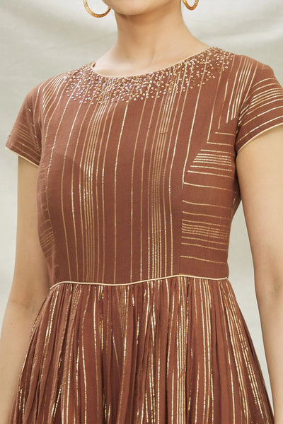 Brown Cotton Anarkali Set Indian Clothing in Denver, CO, Aurora, CO, Boulder, CO, Fort Collins, CO, Colorado Springs, CO, Parker, CO, Highlands Ranch, CO, Cherry Creek, CO, Centennial, CO, and Longmont, CO. NATIONWIDE SHIPPING USA- India Fashion X