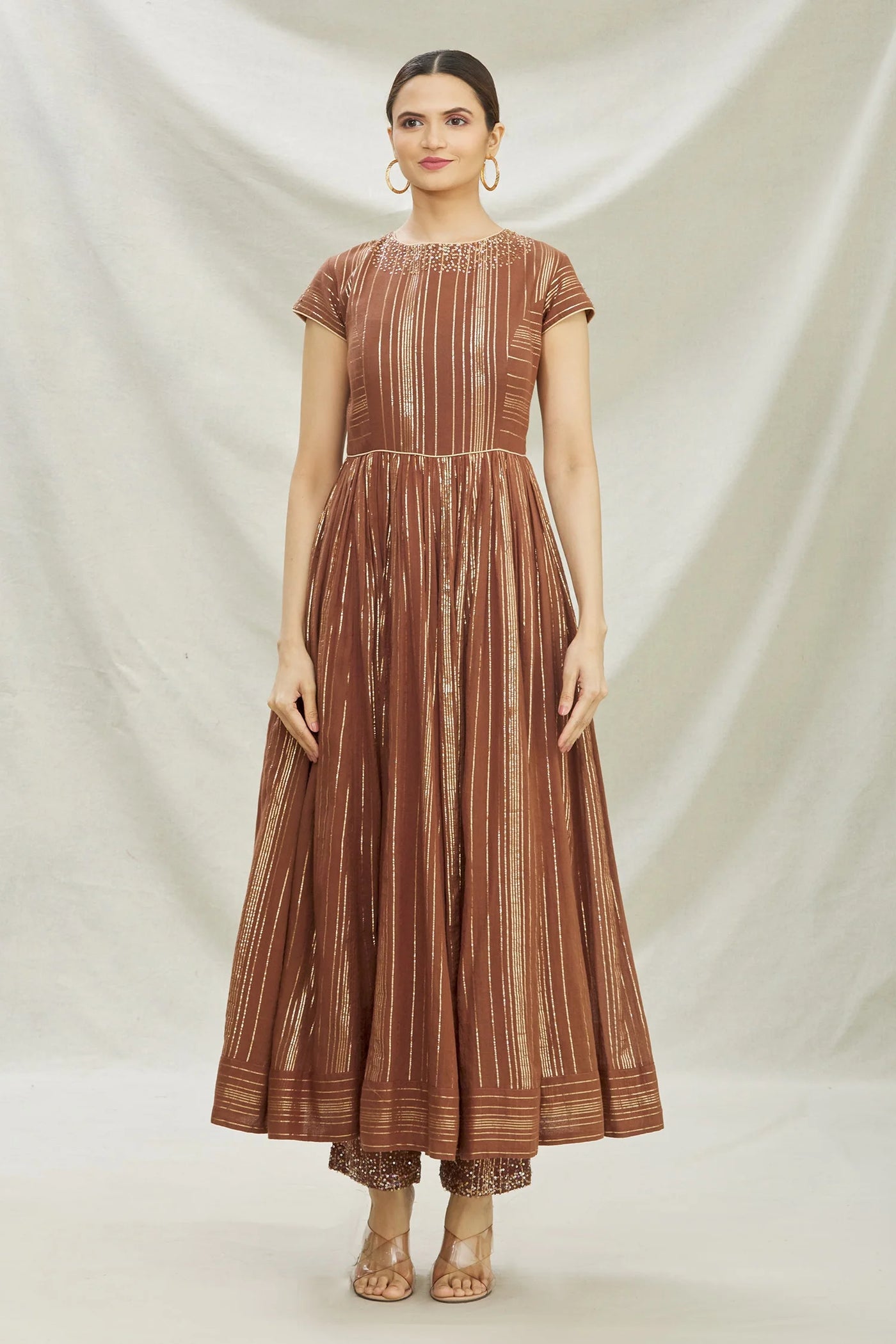 Brown Cotton Anarkali Set Indian Clothing in Denver, CO, Aurora, CO, Boulder, CO, Fort Collins, CO, Colorado Springs, CO, Parker, CO, Highlands Ranch, CO, Cherry Creek, CO, Centennial, CO, and Longmont, CO. NATIONWIDE SHIPPING USA- India Fashion X