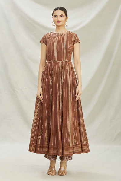 Brown Cotton Anarkali Set Indian Clothing in Denver, CO, Aurora, CO, Boulder, CO, Fort Collins, CO, Colorado Springs, CO, Parker, CO, Highlands Ranch, CO, Cherry Creek, CO, Centennial, CO, and Longmont, CO. NATIONWIDE SHIPPING USA- India Fashion X
